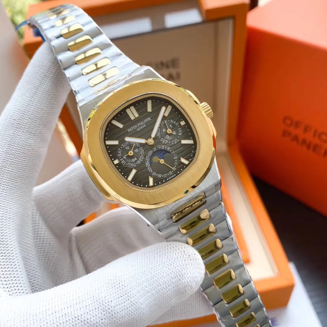 【Foreign trade import】💰1280! Super complex sports watch debuts Dedicate Patek Philippe's "Nautilus" to you for the first time🌹Patek Philippe launches the first Nautilus perpetual calendar watch, using ultra-complex craftsmanship to create a casual sports watch. Patek Philippe has added perpetual calendar and moon phase functions to this sports series watch, perfectly embodying rigorous watchmaking skills in this watch. It combines the rugged durability of sports watches with sophisticated and complex technology, and has a built-in fully automatic mechanical movement. Diameter: 42mm🔥Top quality products continue to be produced🔥